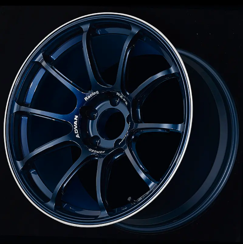 Advan Rz-F2 18X9.5 +29 5X114.3 Racing Titanium Blue And Ring Wheel 1