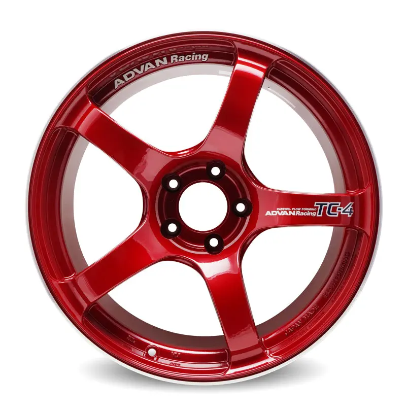 Advan Tc4 18X9.5 +12 5X114.3 Racing Candy Red & Ring Wheel 1