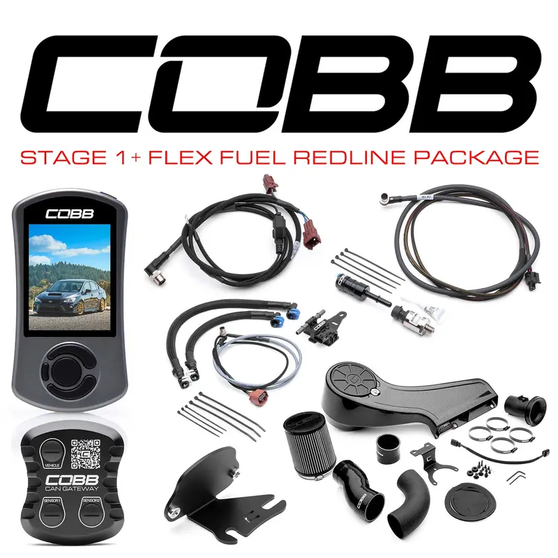 Cobb Stage 1 + Can Flex Fuel Redline Carbon Fiber Power Package - Wrx 6Mt 2018-2021 1