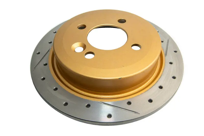 Dba 07-16 Mini Cooper (14Mm Lug Excl Jcw Brakes) Rear Street Series Drill & Slot Rotor W/Gold Hat 1