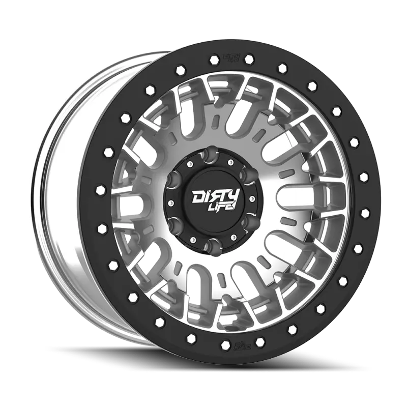 Dirty Life Dt-3 17X9 6X139.7 -12 Offset - Machined Finish W/ Simulated Beadlock 1