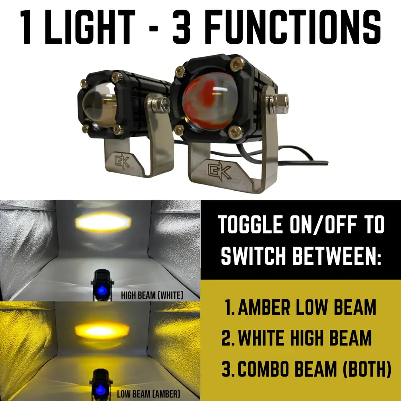 Gk "Easy Switch" 3 Function Led Amber/White Pod Lights By Gatekeeper Off-Road 1