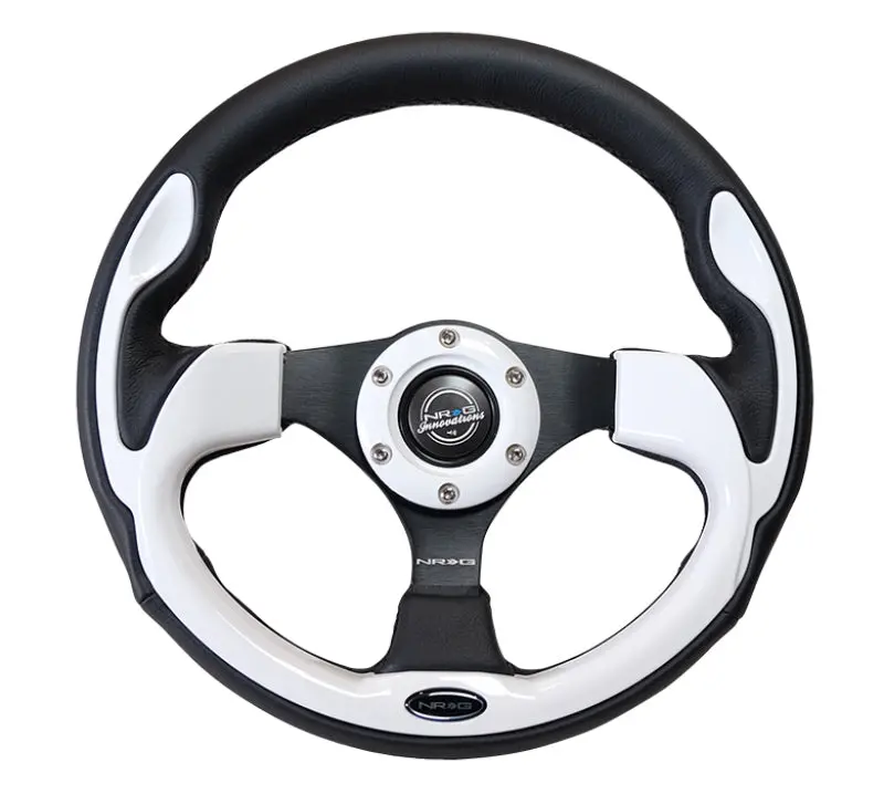 Nrg Reinforced Steering Wheel (320Mm) Blk W/White Trim & 4Mm 3-Spoke 1