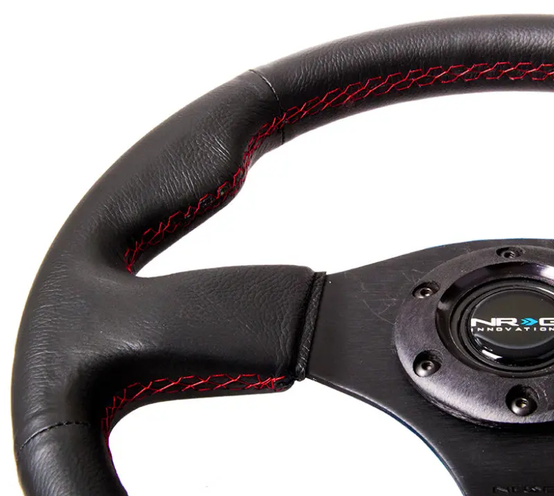Nrg Reinforced Steering Wheel (320Mm) Leather W/Red Stitch 1