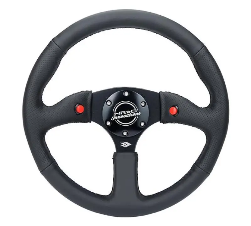 Nrg Reinforced Steering Wheel (350Mm/ 2.5In. Deep) Sport Leather Racing/ 4Mm Matte Black Spoke 1