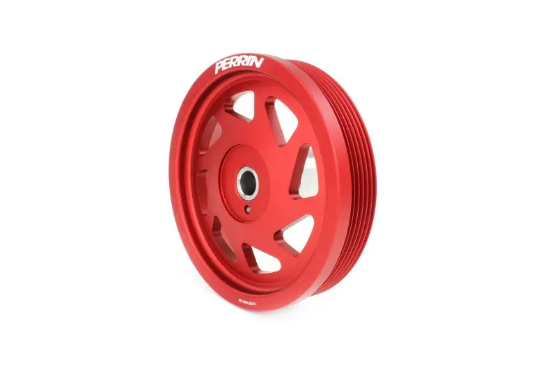 Perrin Lightweight Crank Pulley - Red - 2022+ Wrx, 2022+ Brz, 2018-2024 Crosstrek, 2019-2024 Ascent, 2019-2026 Forester, 2020-2025 Outback, 2020-2025 Legacy, 2017-2026 Impreza 1