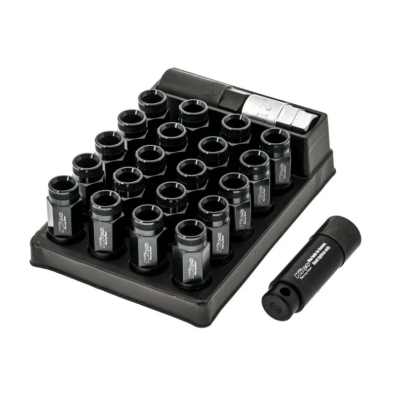 Project Kics Leggdura Racing Shell Type 53Mm Open Ended Lug Nuts - Black M12x1.25 1