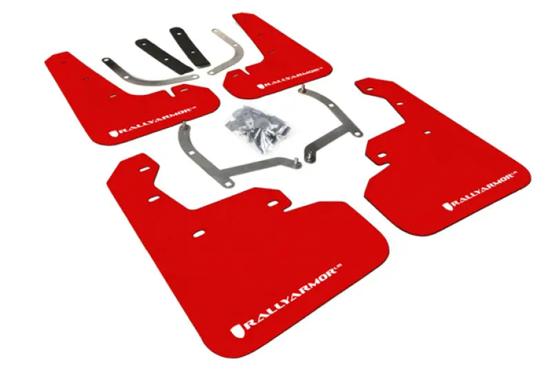 Rally Armor Subaru Impreza Ur Red Mud Flap W/ White Logo - 2017-2023 4D/5D 1