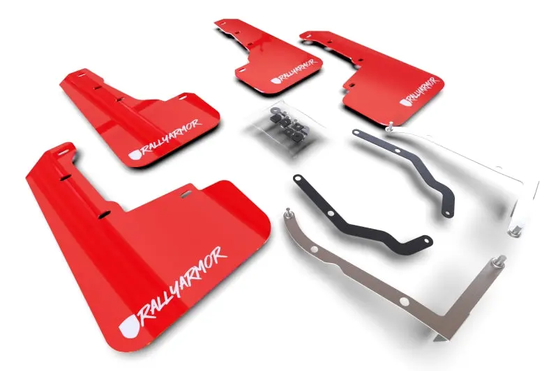 Rally Armor ''Ur'' Mud Flaps - Red With White Logo Altered Font - 18-23 Crosstrek 1