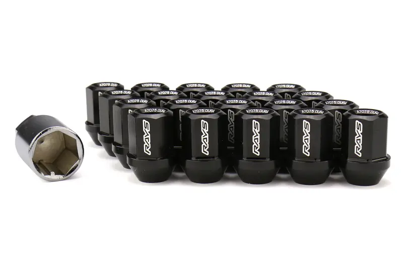 Rays Dura-Nut L32 Straight Type 12X1.25 Lug Nut Set 16 Lug 4 Lock Set - Black 1