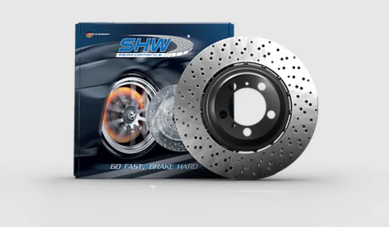 Shw 01-05 Bmw 330I 3.0L Right Front Cross-Drilled Lightweight Brake Rotor (34112282872) 1