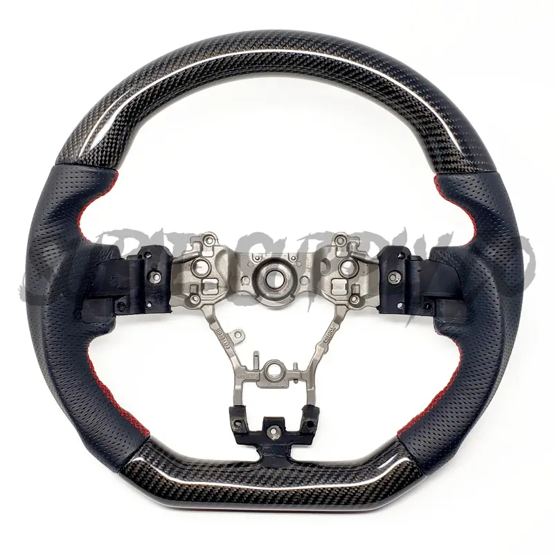 Ssc Black Leather/Carbon Fiber Steering Wheel With Red Stitching  - 2015-2021 Wrx/Sti 1