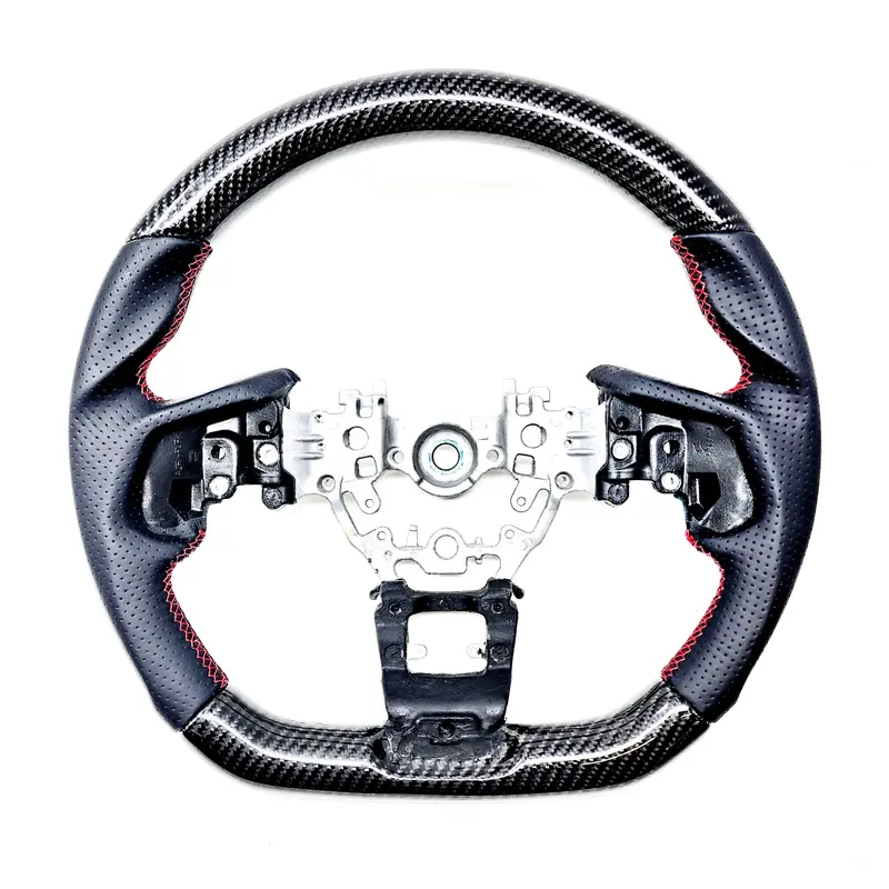 Ssc Black Leather/Carbon Fiber Steering Wheel With Red Stitching  - 2022+ Wrx 1