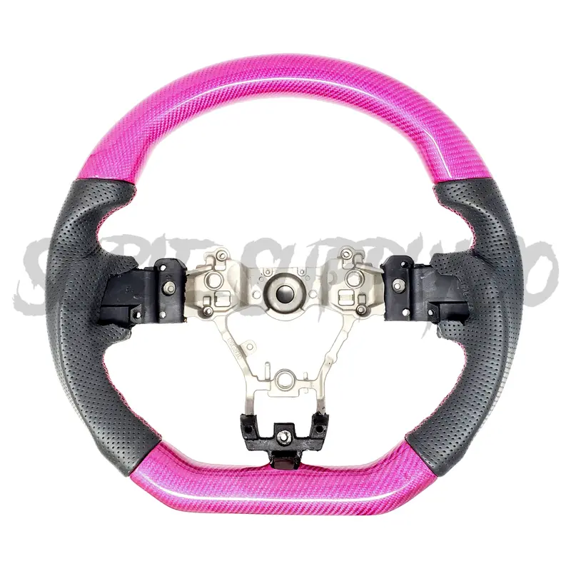 Ssc Black Leather/Pink Carbon Fiber Steering Wheel With Pink Stitching  - 2015-2021 Wrx/Sti 1