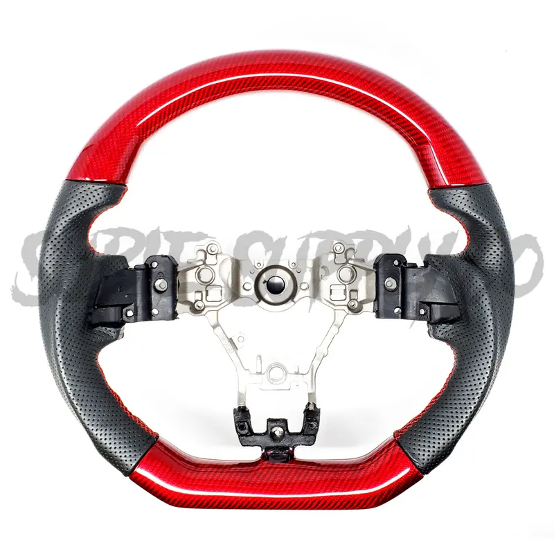 Ssc Black Leather/Red Carbon Fiber Steering Wheel With Red Stitching  - 2015-2021 Wrx/Sti 1