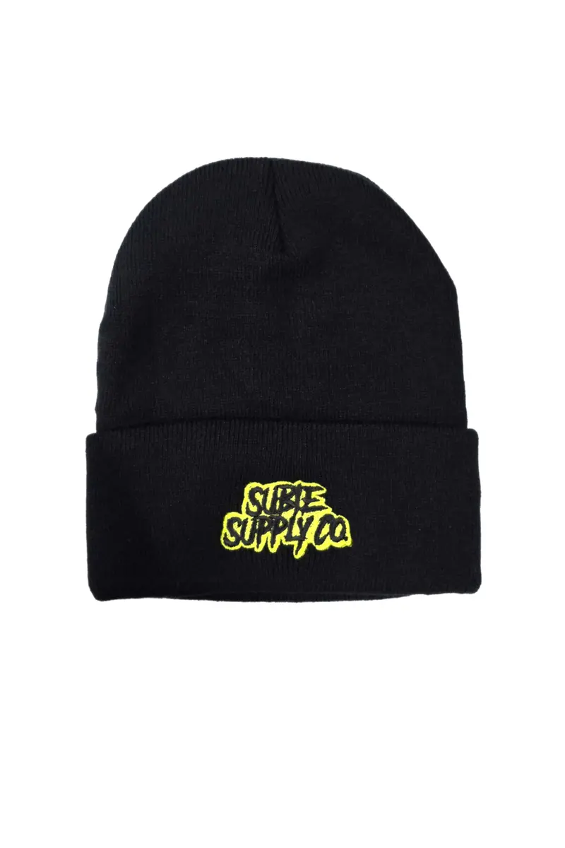 Ssc Embroidered Beanie - Black/Acid Green 1