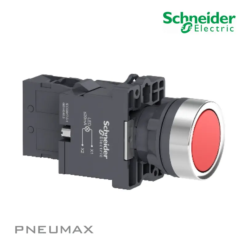 Xa2ew34m1 Flush สวิทซ์ปุ่มกดมีแลมป์ สีแดง Ipb,220 V Ac. Red, 1No 1
