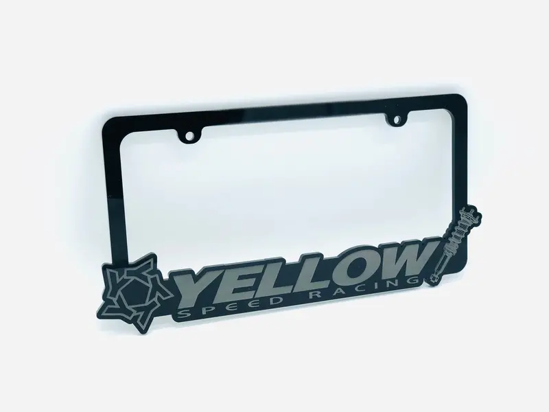 Yellow Speed Racing Acrylic License Plate Frame - Static Style 1