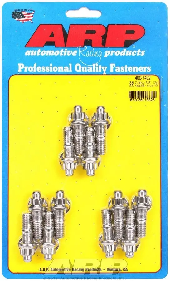 Arp Stainless Steel Header Stud Kit – 3/8" X 1.670" Oal, 12-Piece Set (400-1402) 1