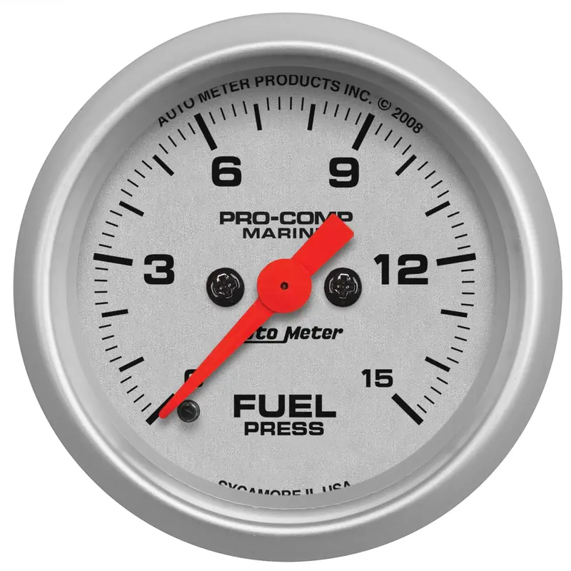 Autometer 200848-33 Digital Fuel Pressure Gauge – 2-1/16", 15 Psi Range, Marine-Silver Finish 1