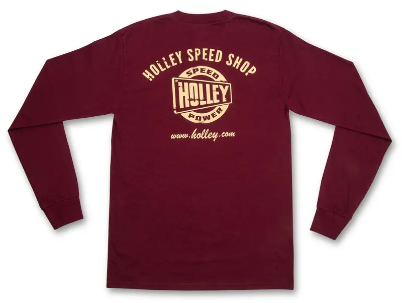 Holley Long-Sleeve Truck-Themed T-Shirt – Maroon, Large Fit 1